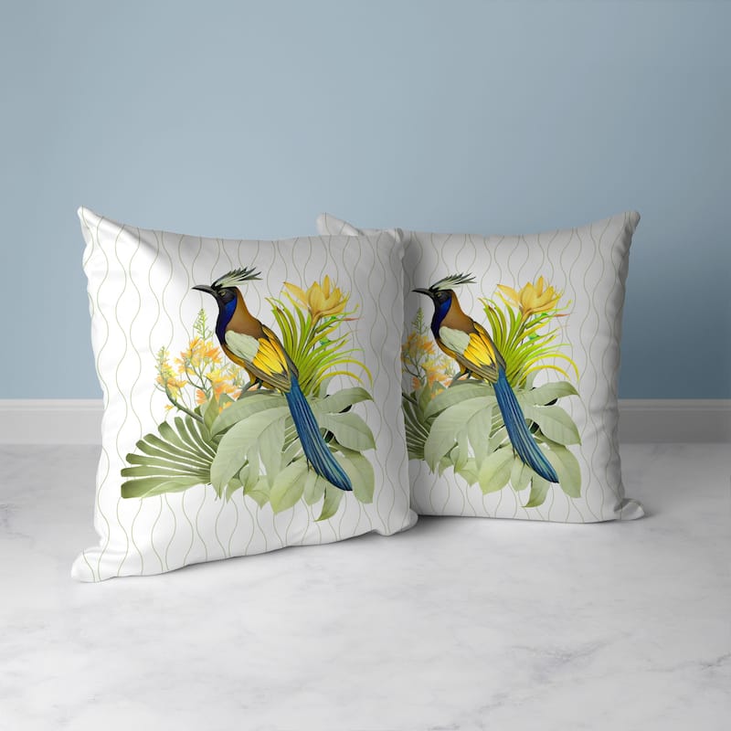 Woodland Flyers Faux Suede Reversible Throw Pillow White and Green