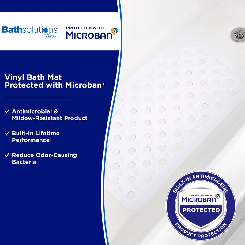 Kenney Microban Protected Vinyl Bath Mat, 27" L x 14.5" W