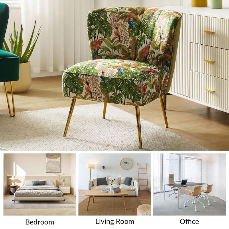 Almira Contemporary Upholstered Armless Side Chair with Tufted Back Set of 2 by HULALA HOME