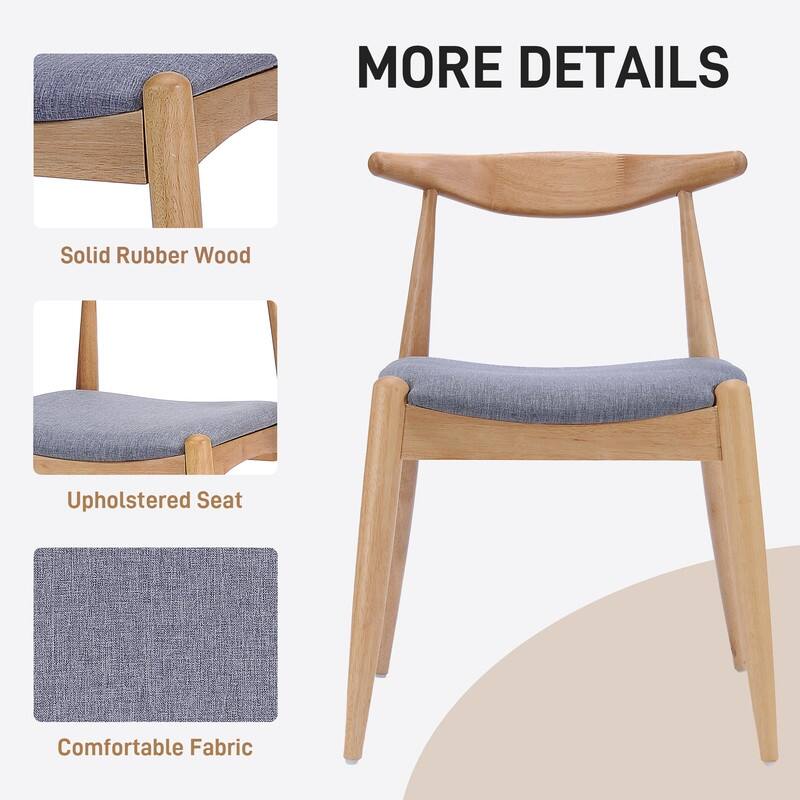 Set of 2 Rubberwood Dining Chairs with Ergonomic Backrest & Comfort Cushions