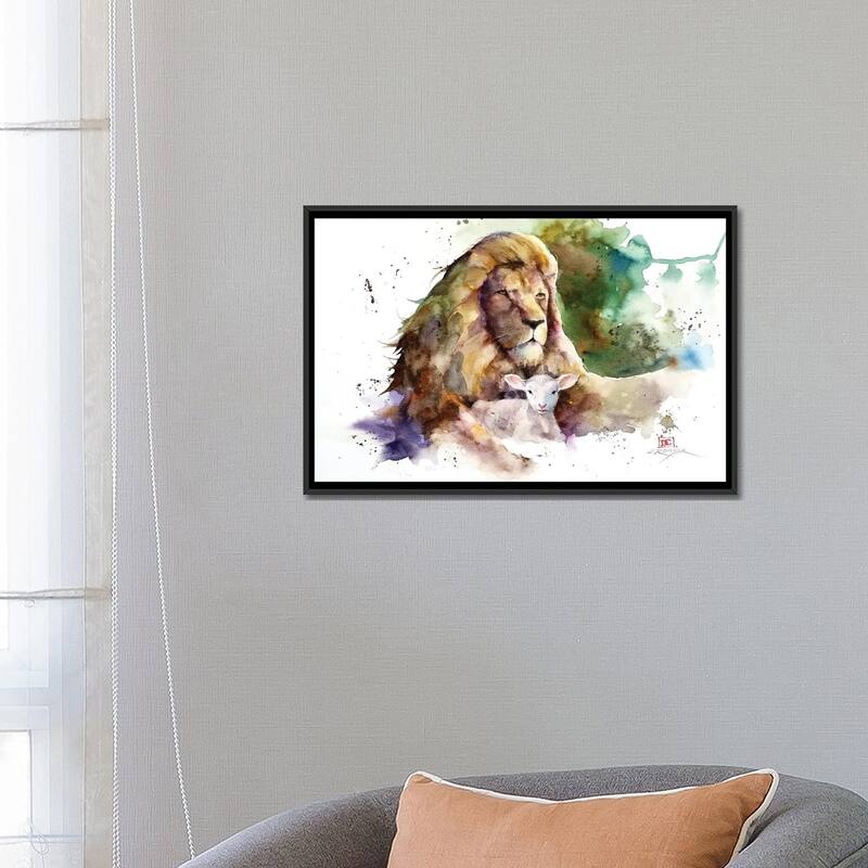 iCanvas "Lion and Lamb" by Dean Crouser Framed Canvas Print