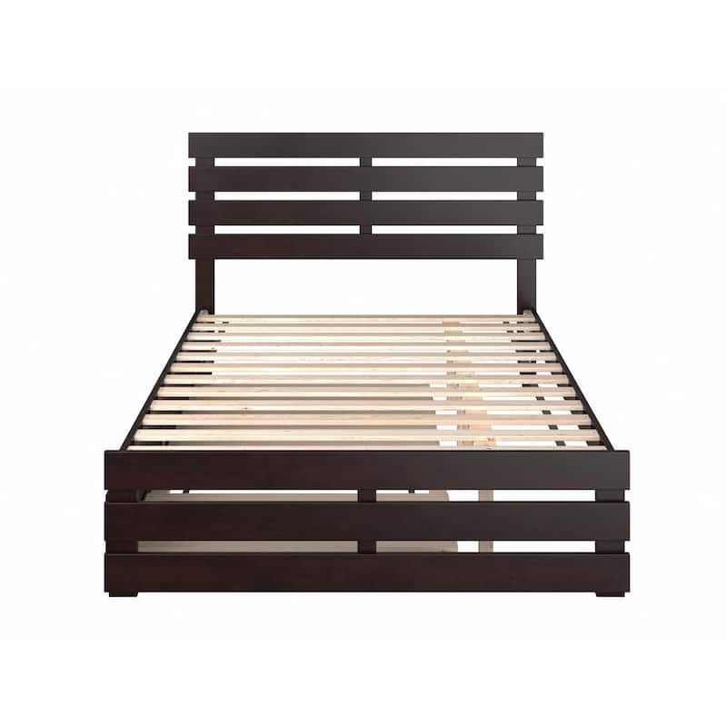 Oxford Full Platform Bed with Matching Footboard & Twin Trundle in Espresso