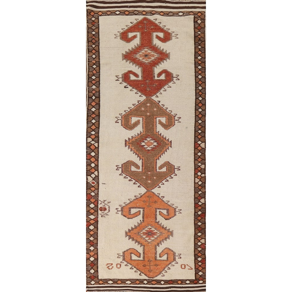 Anatolian Runner Rug Handmade Oriental Wool Carpet - 3'11"x 12'4"