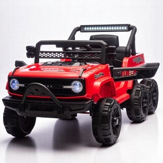 12V Kids Electric Ride-On Car with truck car Remote Control, 4 Motors, Bluetooth, LED& Power Display - Battery Powered Vehicle