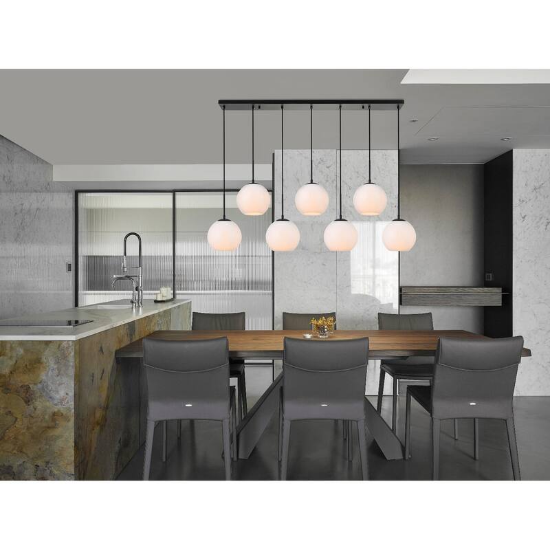 Elegant Lighting Baxter 7 Light 54" Wide Linear Pendant with Frosted