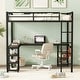 preview thumbnail 2 of 11, Full Metal Loft Bed with Desk and Shelves, L-Shaped Frame with Guardrails in Black