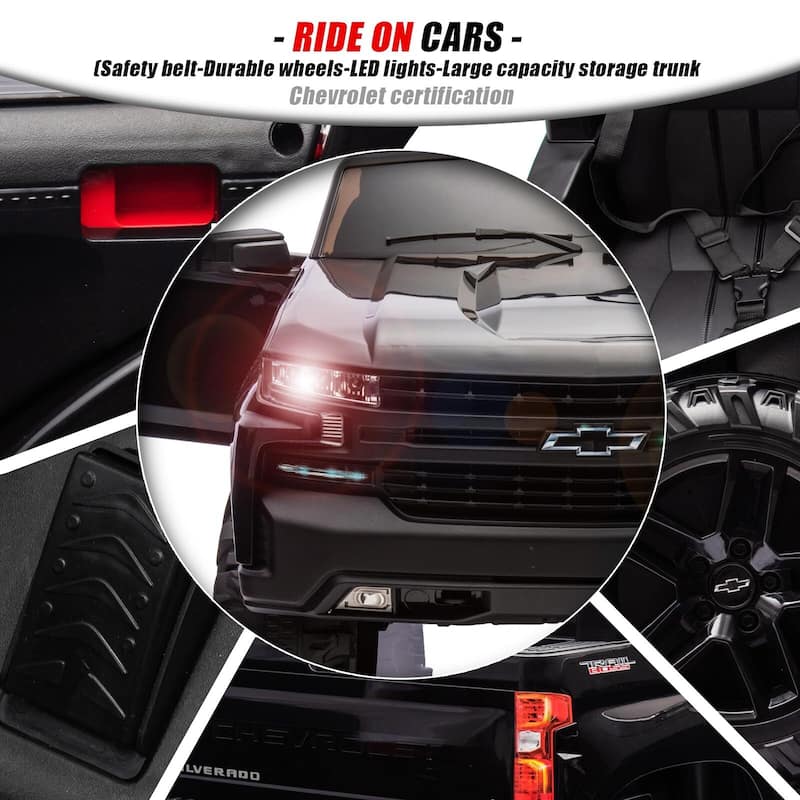 Baby Car 24V 2-Seater Truck Licensed Chevrolet Silverado Ride On Toy w/Parent Remote Control
