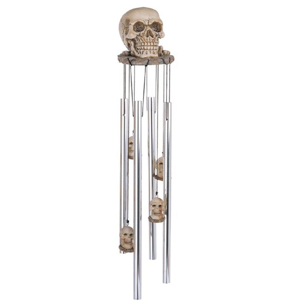 Lbk Furniture Gothic 23" Skull Wind Chime For Indoor And Outdoor Hanging Decoration Garden Patio Porch