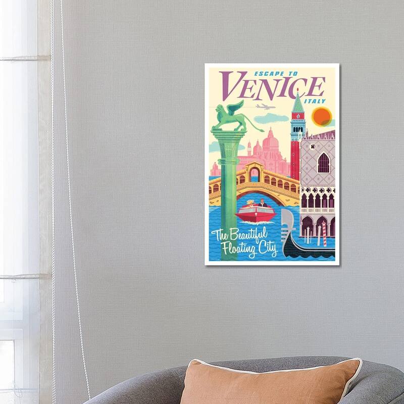 iCanvas "Venice Travel Poster II" by Jim Zahniser Canvas Print - 26x18x1.5