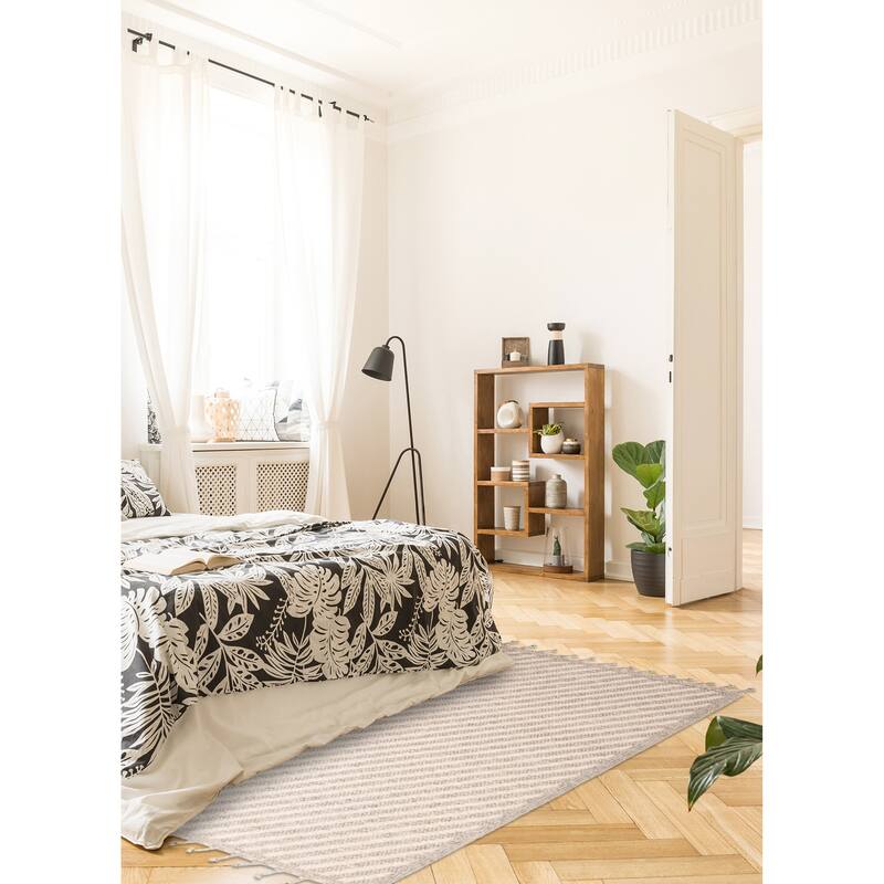 ECARPETGALLERY Braid weave Sienna Grey Wool Rug - 5'3 x 7'9