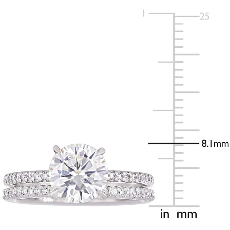 Miadora 2ct DEW Moissanite and 1/4ct TDW Diamond Bridal Ring Set in 14k White Gold