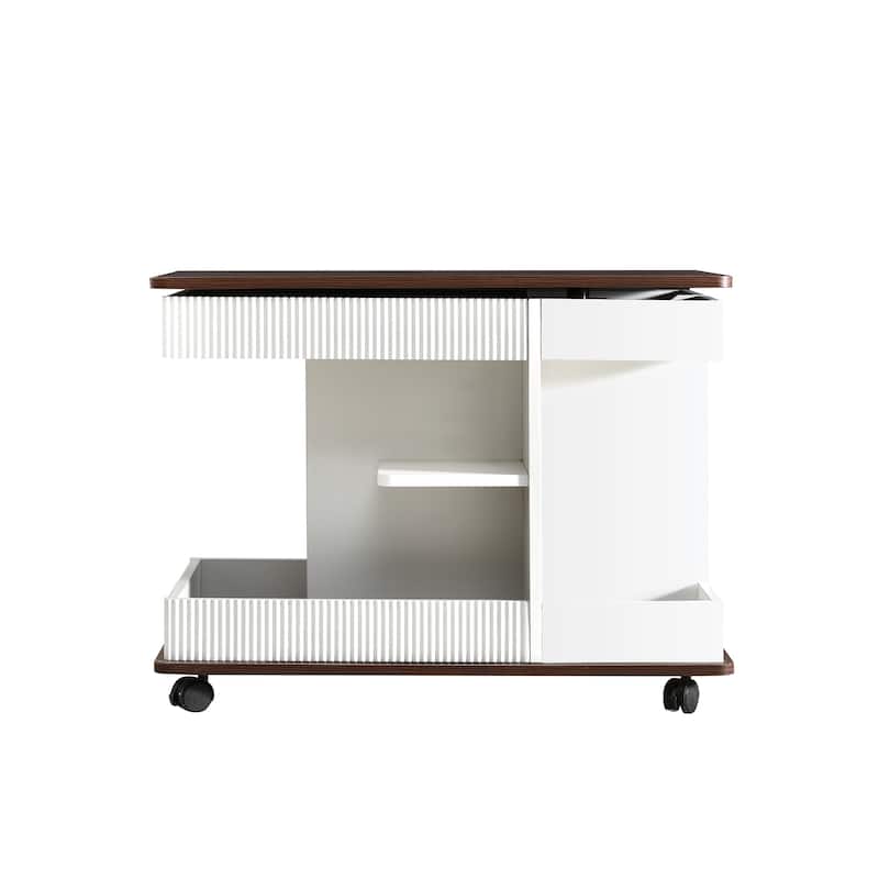 Lift-Top End Table with Rotating Top, Mobile Side Table Coffee Table with Storage, Sofa Table with Adjustable Height