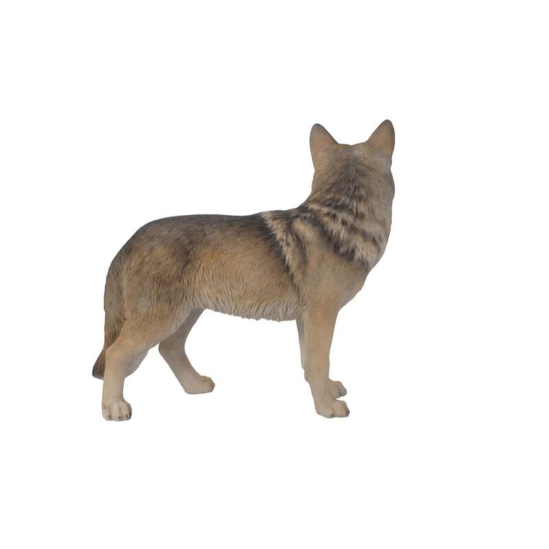 24" Gray and Brown Standing Coyote Outdoor Garden Figurine