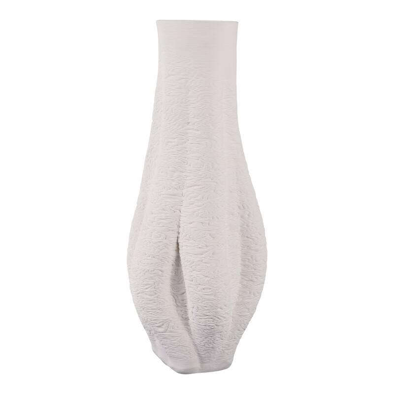Porcelain Sculptural Vase with Curved Silhouette and Intricate Detail