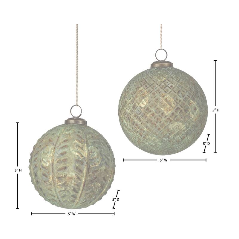 5" Antique Check Pattern Ball Set of 2