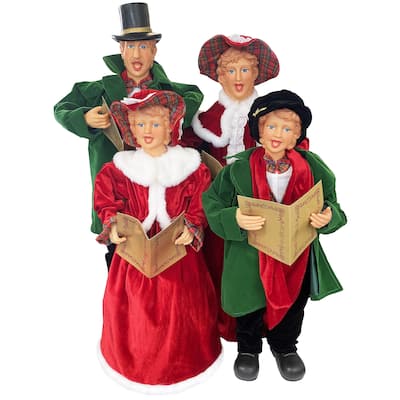 27 inches To 37 inches Dickens Carolers, Set of 4 - red