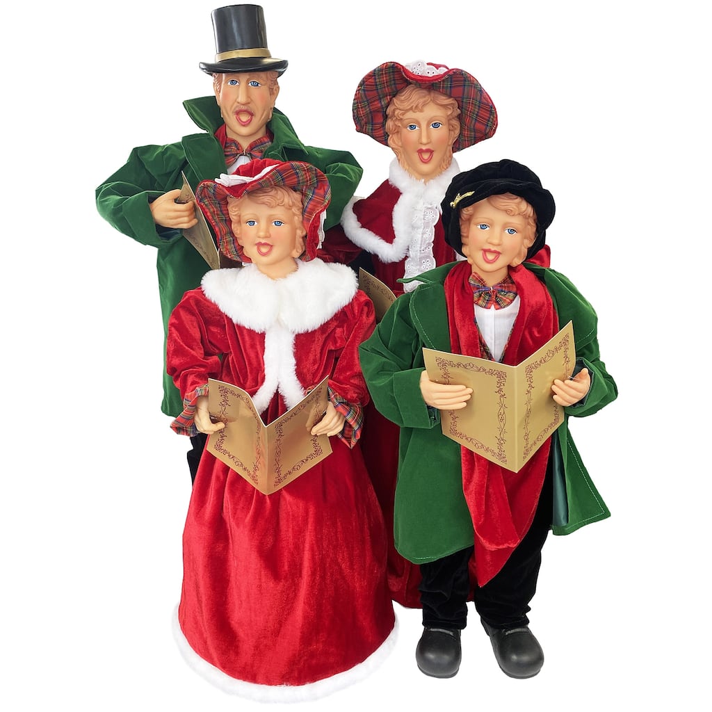 27 inches To 37 inches Dickens Carolers, Set of 4 - red