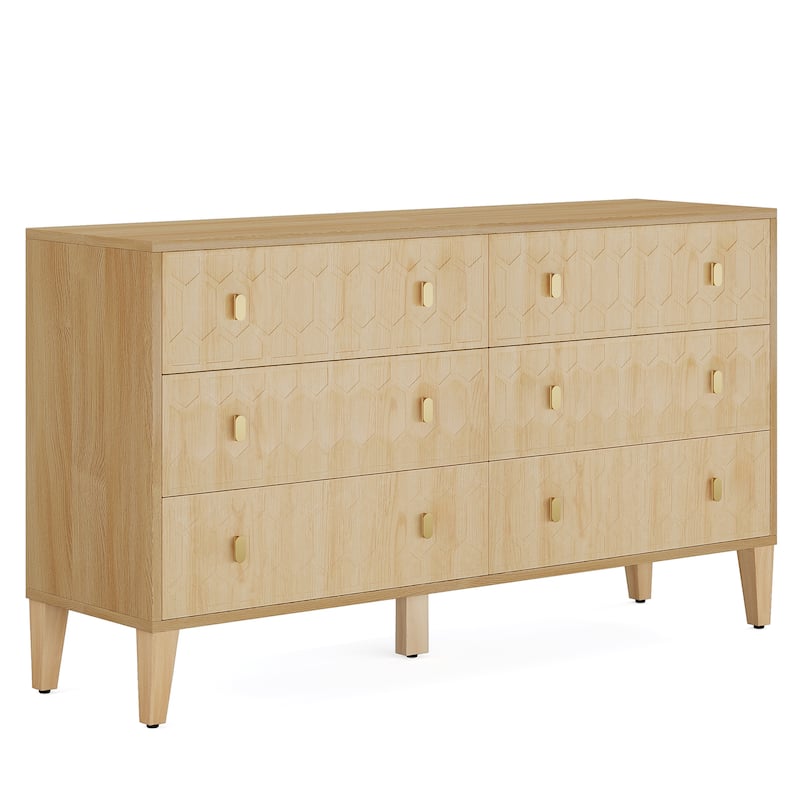 55-inch Dresser for Bedroom Chest of Drawers with Solid Wood Legs