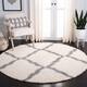 SAFAVIEH Dallas Shag Giusy Trellis 1.5-inch Thick Rug - 6' x 6' Round - Ivory/Grey
