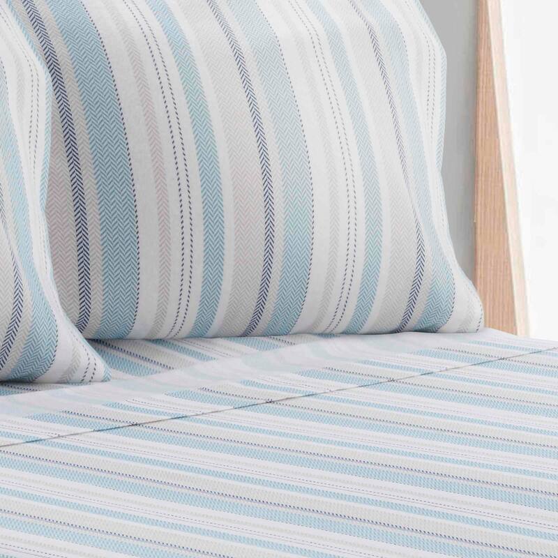Avanti Linens Pajama Stripe Flannel Queen Sheet Set