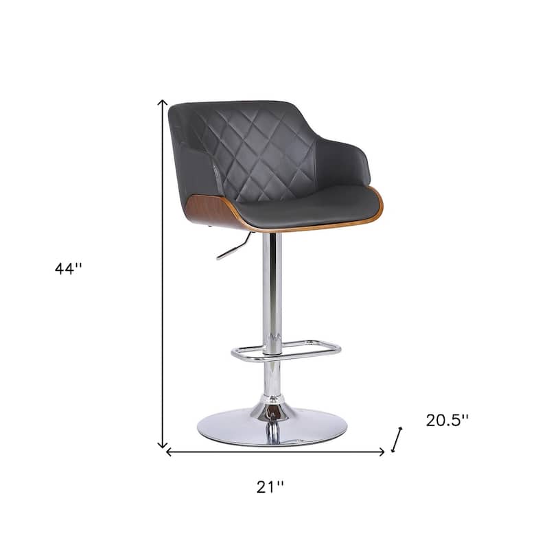 Faux Leather Adjustable Swivel Bar Stool with Chrome or Iron Frame - 20.5" x 21" x 44" (D x W x H)