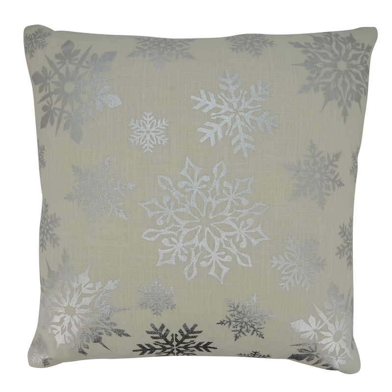 Foil Print Pillow With Snowflake Design