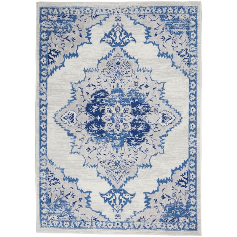 Nourison Whimsicle Persian Medallion Ivory Blue Area Rug