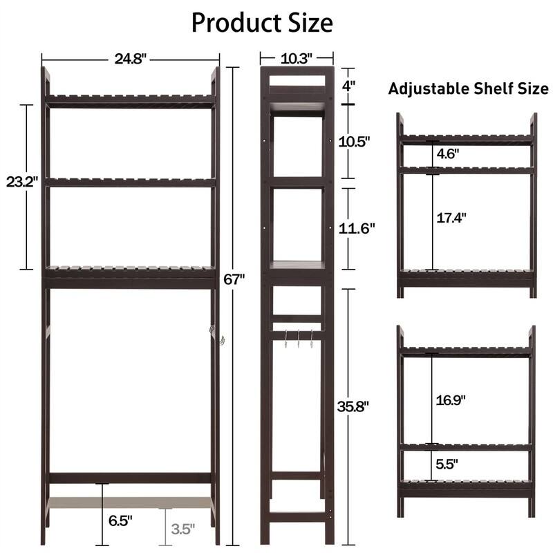 Over the Toilet Storage Cabinet - 10.3"D x24.8"W x 67"H