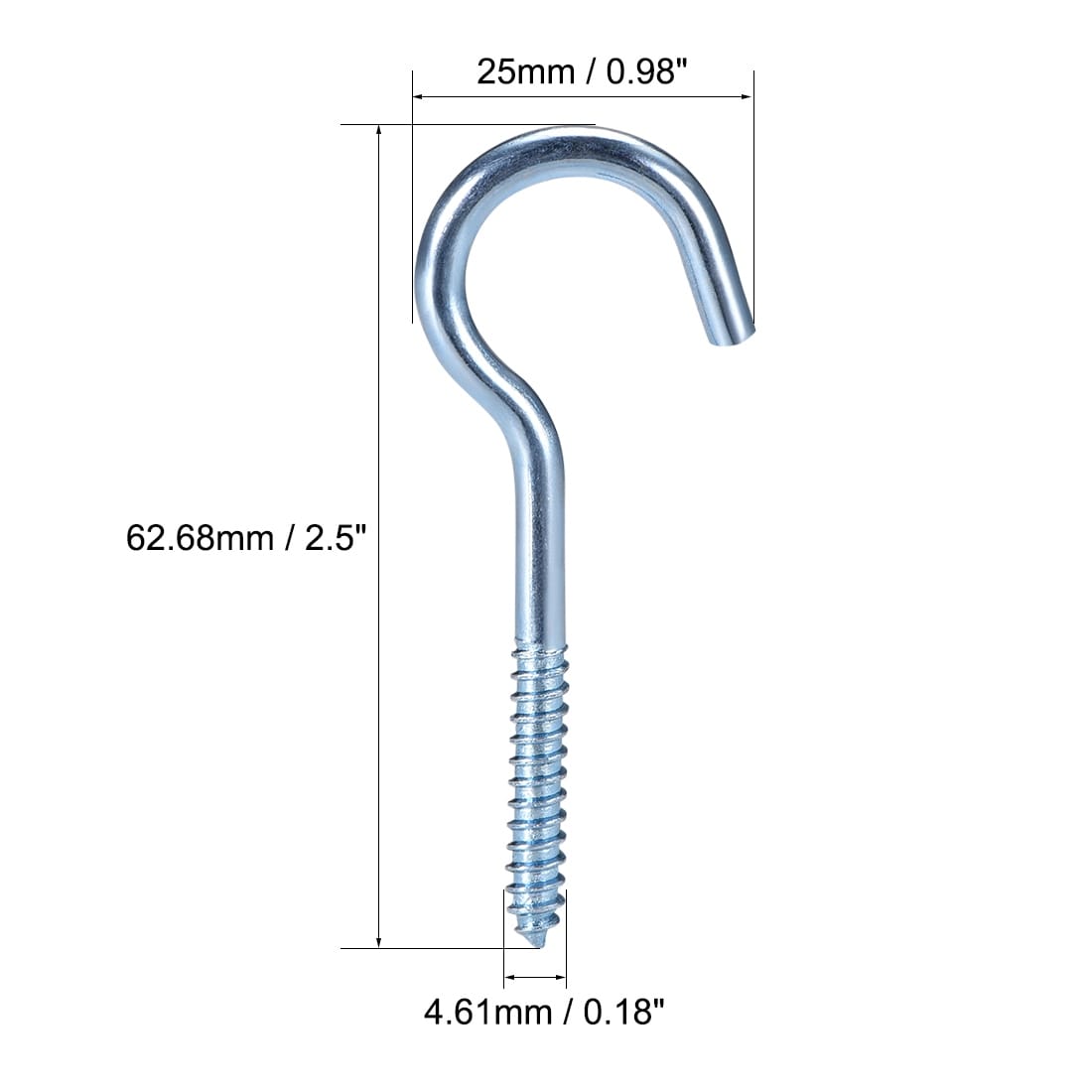 2Screw Eye Hooks Self Tapping Screws Carbon Steel Screw-in Hanger 100pcs -  Sliver - Bed Bath & Beyond - 28849428