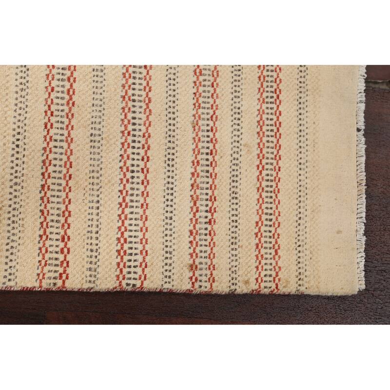 Geometric Striped Oriental Gabbeh Kashkoli Area Rug Wool Hand-knotted - 2'7" x 4'1"