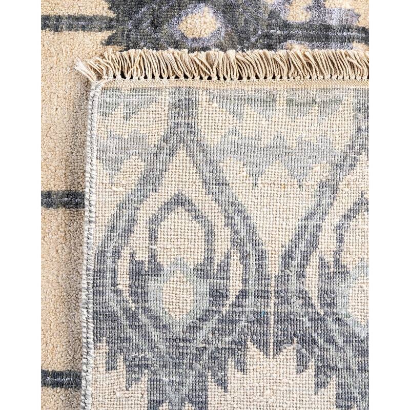 Ikat One-of-a-Kind Hand-Knotted Area Rug, Ivory - 9' 0" x 12' 0"
