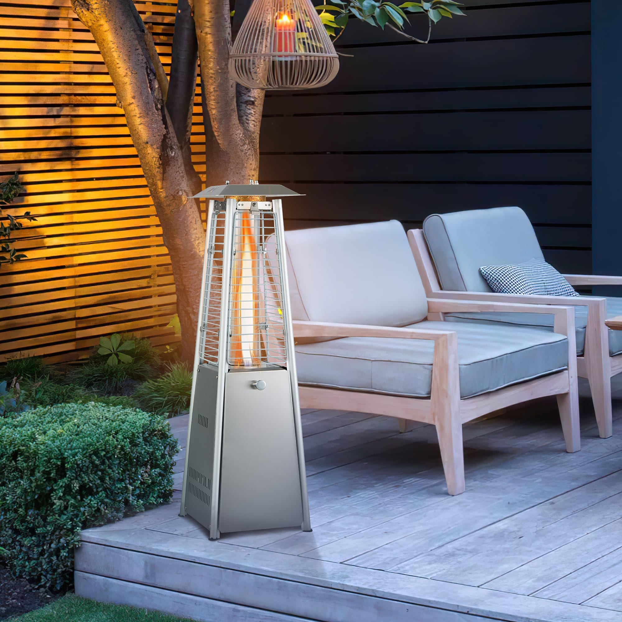 Stainless Steel Pole Mounted Patio Heater Stainless Steel Fire