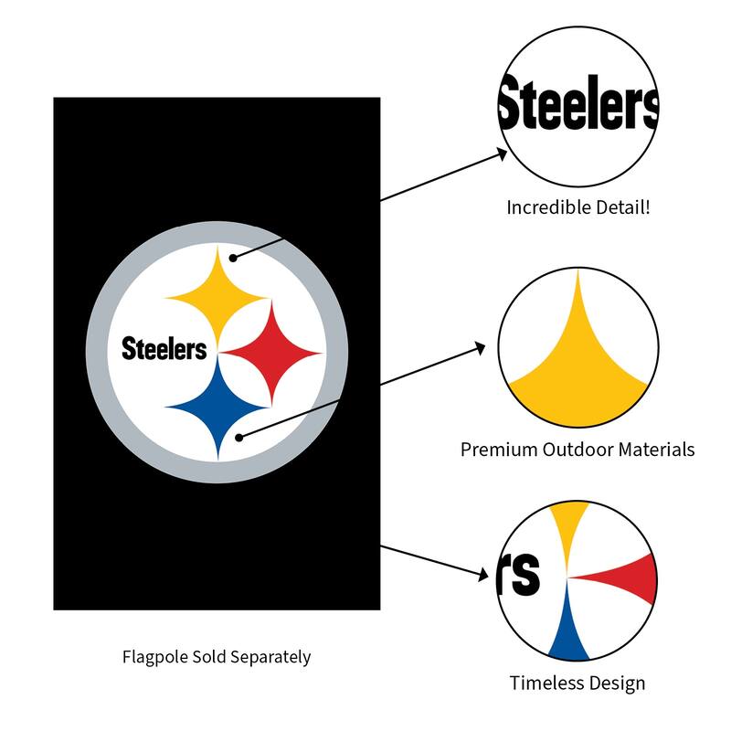 Applique Flag, House Size, Pittsburgh Steelers