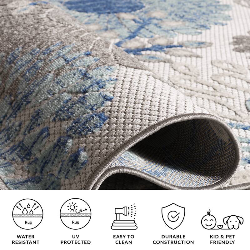 SAFAVIEH Cabana Hillechien Indoor/ Outdoor Waterproof Patio Floral Rug