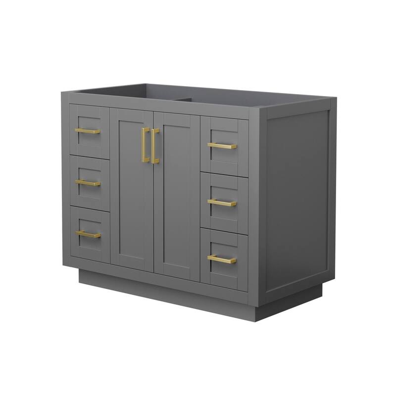 Wyndham Collection Miranda 42" Single Free Standing Vanity Cabinet - Dark Gray / Brushed Gold Hardware