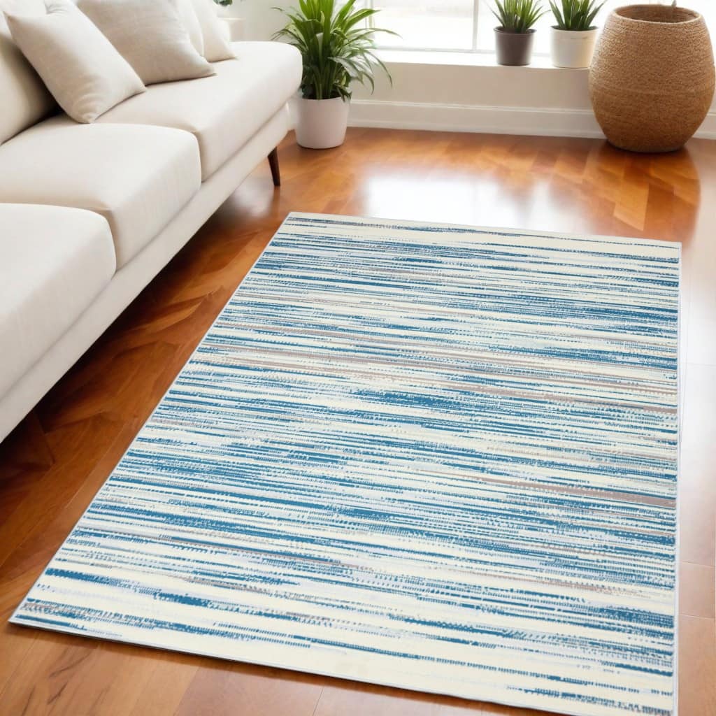 Power Loomed Abstract Modern Non Skid Stain Resistant Area Rug - 87' X '63' X '0.5