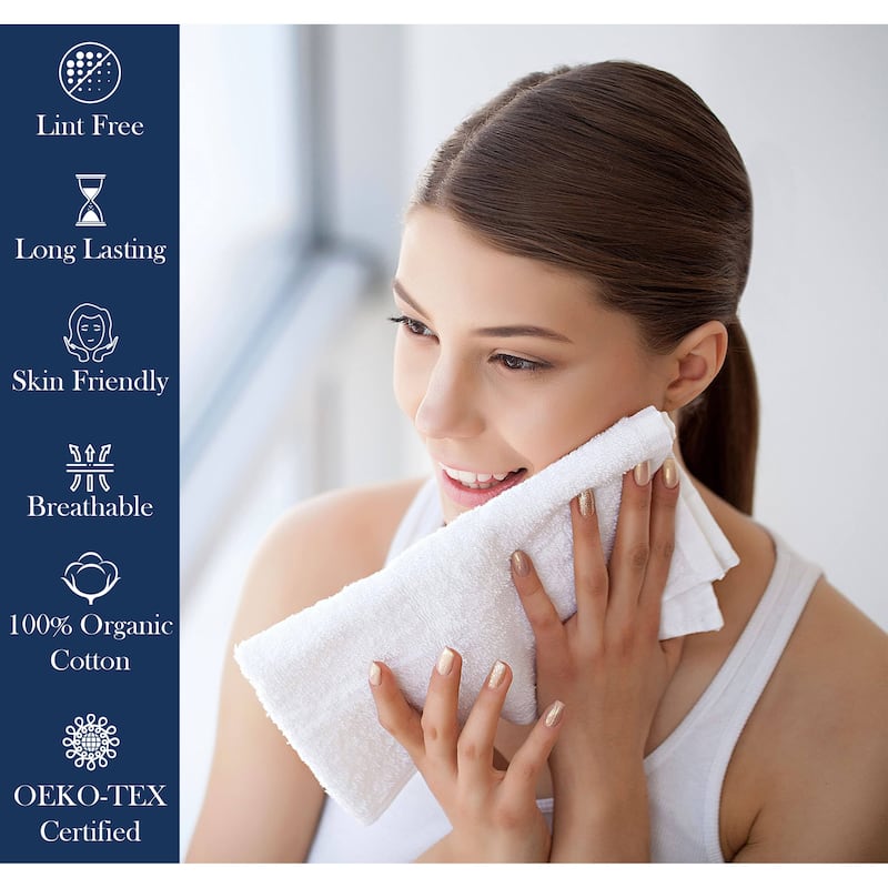 Delara Organic Cotton Luxuriously Plush Hand Towel Pack of 2 | GOTS & OEKO-TEX Certified | 650 GSM Long Staple