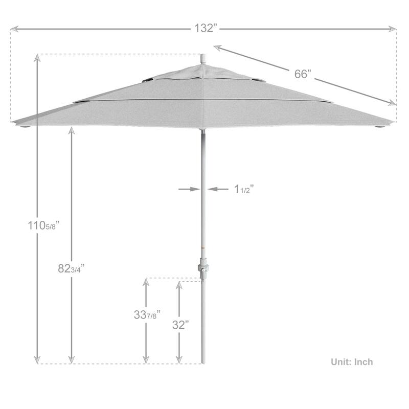 California Umbrella 11' Golden State Series Patio Umbrella White Aluminum Frame Crank Lift Collar Tilt Olefin Royal Blue Fabric