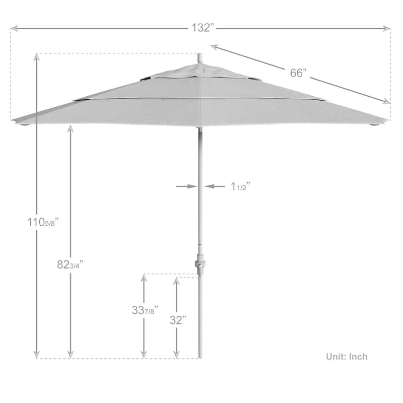 California Umbrella 11' Rd. Aluminum Market Umbrella, Crank Lift, Collar Tilt, Dbl Wind Vent, White Finish, Olefin Fabric