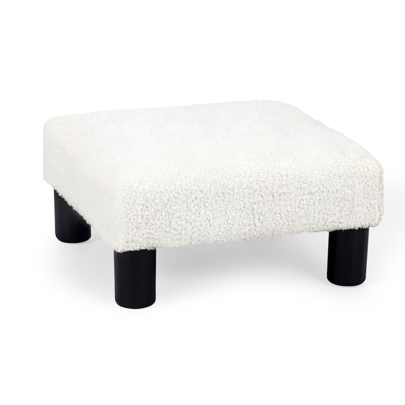 Adeco Ottoman Upholstered Fabric Footrest Pet Steps Dog Stair Stool - White