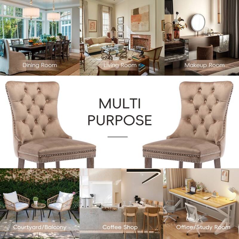 Tufted Naliheads Solid Wood Upholstered Dining Chairs Set of 8