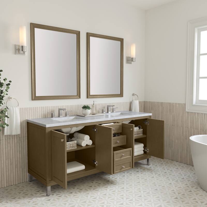 Chicago 72" Double Vanity, Walnut Whisper
