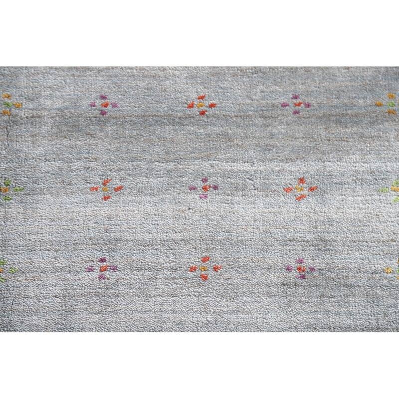 Grey Gabbeh Area Rug Handmade Wool Carpet - 8'11"x 11'9"