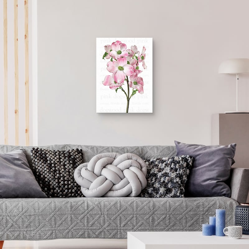 Pink Dogwood 2 Text Canvas Art Print