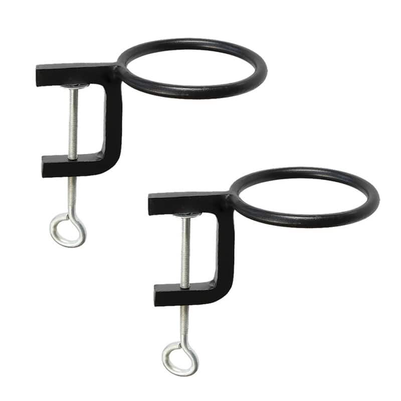 Achla Designs Set of 2 Clamp-On Flower Pot Holder Ring Brackets, Black Powder Coat Finish