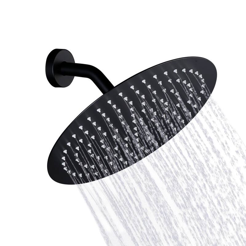 WOWOW 1-Spray Patterns with Wall Mount Rain Fixed Shower Head - 12-inch - Matte Black