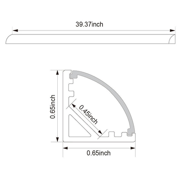 5PACK 3.3ft Aluminum V Channel for flex//hard LED Strip Light Arc-Shape Cover-V02