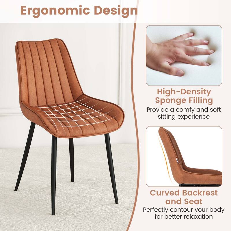 Costway Dining Chair Set of 2 Upholstered Leisure Chairs with Metal - See Details