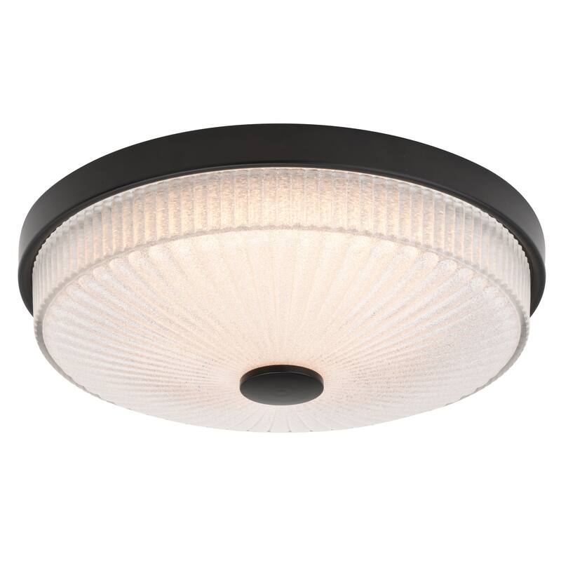 Preston 1-Light Dome Flush Mount LED Lighting Fixture, Clear Ribbed Glass Shade Low Ceilings, Hallway, Kitchen