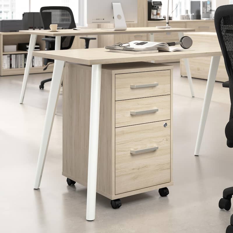 Bush Business Furniture Vista 3 Drawer Mobile File Cabinet - Natural Elm
